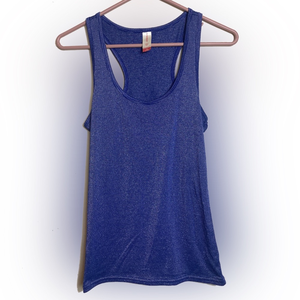 Comfortable Blue Glitter Tank - Casual Summer Versatile Size Medium